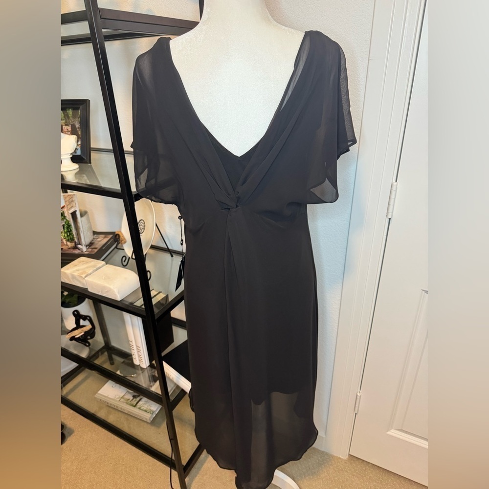NWT Adrianna Papell Womens Chiffon Overlay Cocktail And Party Dress Black Size S - Picture 6 of 9